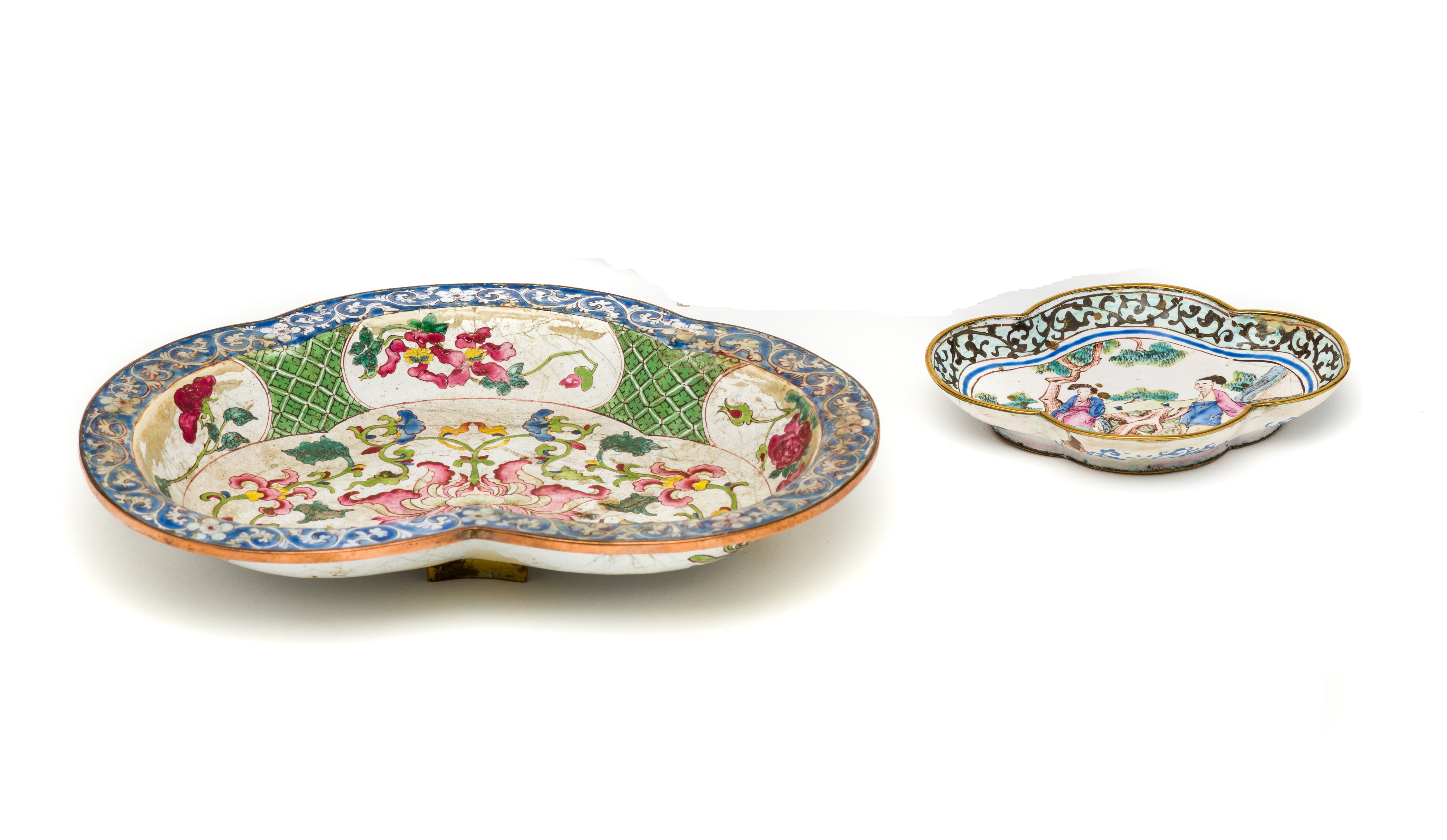 TWO CHINESE CANTON ENAMEL DISHES, QIANLONG PERIOD (1736-95)