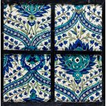 A PANEL OF FOUR DAMASCUS TILES, OTTOMAN SYRIA, LATE 16TH CENTURY