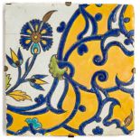 A SAFAVID CUERDA SECA TILE, PERSIA, 17TH CENTURY