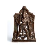 A BRONZE VIRABHADRA PLAQUE, SOUTHERN INDIA, CIRCA 17TH CENTURY