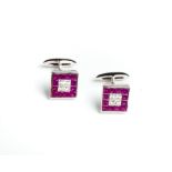 PAIR OF RUBY AND DIAMOND CUFFLINKS