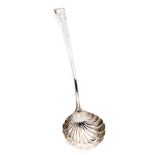 AN IRISH GEORGE III SILVER SOUP LADLE, MICHAEL CORMICK, PROBABLY RETAILED BY JOHN LAUGHLIN, DUBLIN,