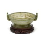 A CHINESE ARCHAISTIC JADEITE CENSER, 20TH CENTURY