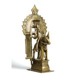 A BRASS SHRINE DEPICTING KHANDOBA, WESTERN DECCAN, 18TH/19TH CENTURY