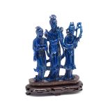 A CHINESE CARVED LAPIS LAZULI 'MAIDENS' GROUP, EARLY 20TH CENTURY