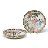 A PAIR OF CHINESE CANTON ENAMEL SAUCER DISHES, QIANLONG PERIOD (1736-1785)