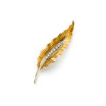 DIAMOND LEAF BROOCH, FRENCH, 1950s