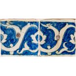 TWO BLUE AND WHITE TILES, PERSIA, 19TH CENTURY