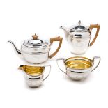 A GEORGE III SILVER FOUR-PIECE TEA SET, JOHN EMES, LONDON, 1804/05