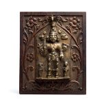 A CAST BRASS VIRABHADRA PLAQUE, WESTERN DECCAN, INDIA, 19TH CENTURY