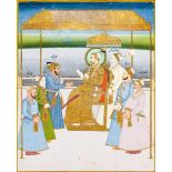 A PORTRAIT OF THE EMPEROR MUHAMMAD SHAH WITH HIS COURTIERS, LUCKNOW OR MURSHIDABAD, MID-18TH CENTURY