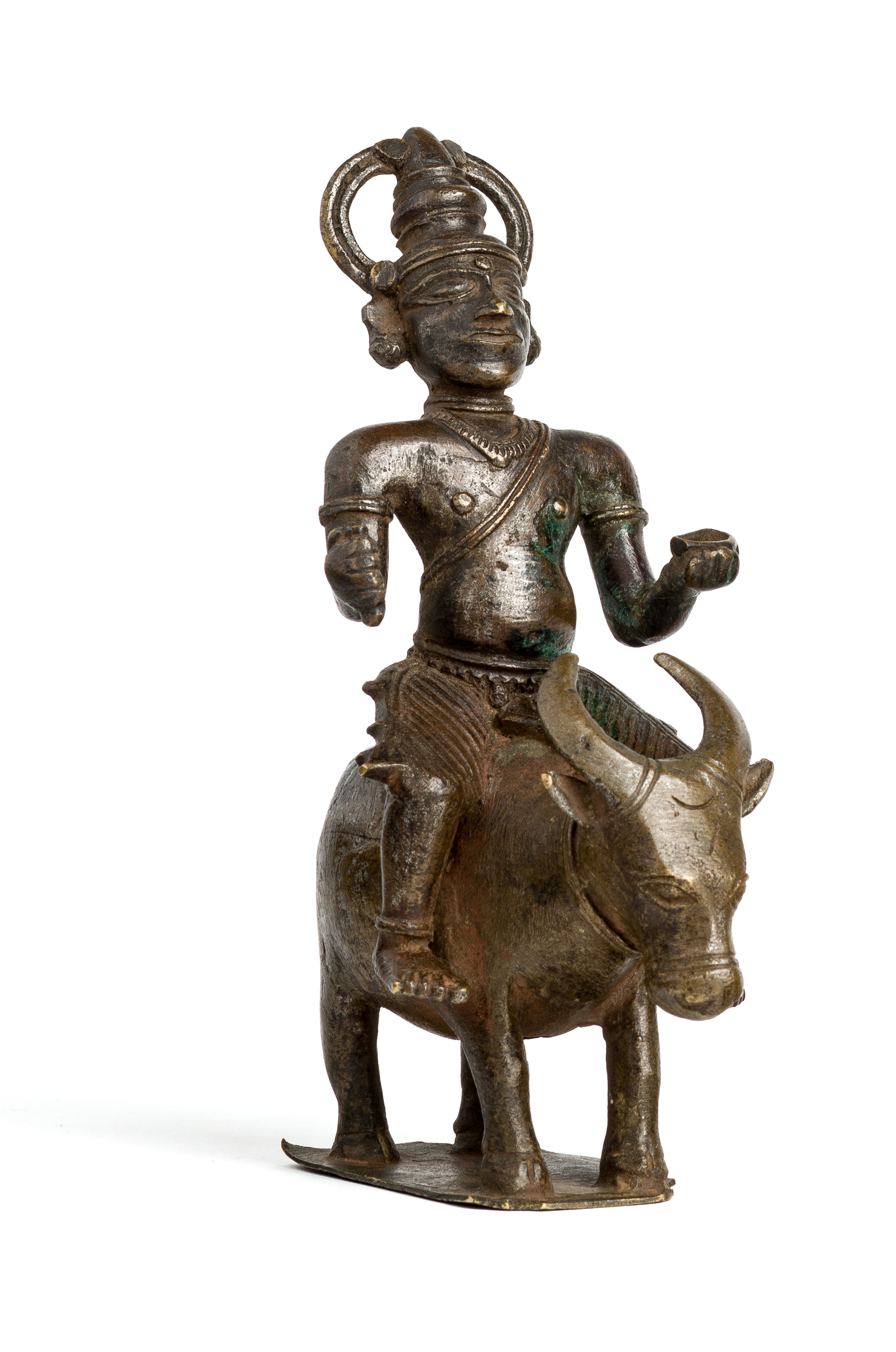 A BRONZE FIGURE OF SIVA RIDING ON NANDI, KERALA, SOUTHERN INDIA, CIRCA 18TH CENTURY