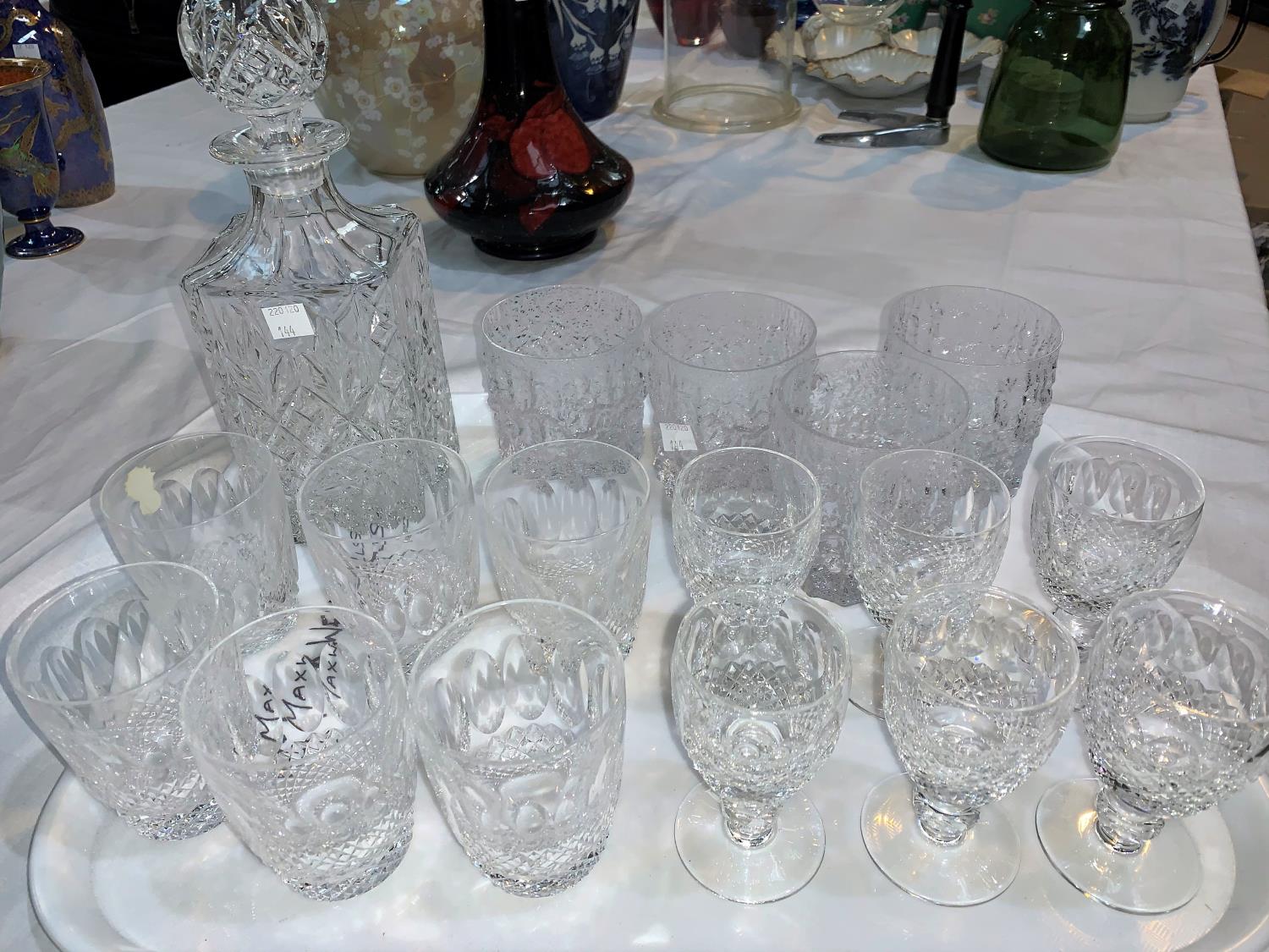 A Waterford set of 6 glass tumblers, boxed; 6 Waterford sherry glasses; other glassware