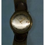 A gents Omega Seamaster automatic wristwatch with applied baton markers, date aperture in gold