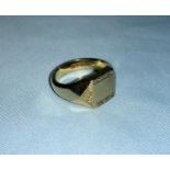 A gents 18 carat hallmarked gold signet ring, 13.9 gm