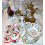 Five pieces of Minton Haddon Hall china; 6 pieces of Hammersley Christmas china; a 19th century