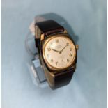 A mid 20th century Avia wristwatch in 9 carat gold case, with mechanised movement, on later strap