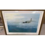 Leonard Pearman: limited edition print of an RAF Mosquito "Enemy Coast Below", signed by the