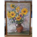 Anna SUVOROVA (1925-2007): Sunflowers, oil on board, 79 x 58, framed