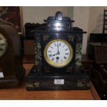A 19th century slate cased mantel clock with 8 day movement, 30 cm