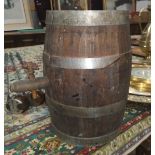 A decorative wine barrel with tap