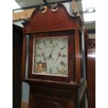 An early 19th century inlaid mahogany longcase clock by John Holt, Rochdale, with swan neck pediment