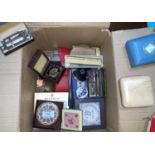 A selection of compacts; police whistles; thermometers; other collectables; etc.