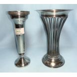 A silver wirework open vase, 9 oz; another silver vase with weighted base