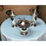 A silver Georgian style 3 piece cruet set, 4 oz