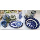 A selection of Wedgwood and Carlton blue & white and decorative china