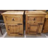 A rustic style pair of bedside cabinets