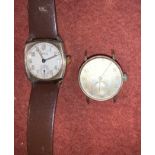 Two 9ct gold cased gents wristwatches with leather straps