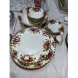 A selection of Royal Albert Old Country Roses teaware and trinkets; a part set of Queen Anne pattern