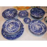 A selection of Copeland "Spode's Italian" blue & white dinner and teaware