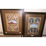 A pair of Indian album leaves in pen & ink manuscript and gouache with vignette portraits and views,