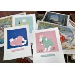 A selection of nursery prints; a colour print after Cuneo; and others