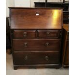 A 19th century mahogany fall front bureau with 3 drawers