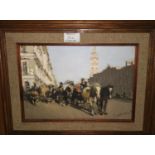 Adrian Gorlanov: "On Nevsky Prospect", oil on canvas, signed, 20 x 28 cm, framed