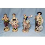 A pair of 19th century Capodimonte figures in 18th century dress: woman dancing and man with
