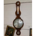 A mercury column barometer in inlaid banjo case with brushed metal dials, by Somalvico, Hatton