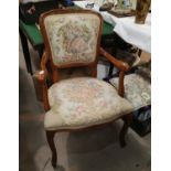 A French style armchair with tapestry seat and back