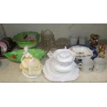 Three Goebels/Hummel figures; a Coalport china figure; a Carlton fruit bowl; other decorative items