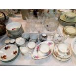 A selection of teaware: Royal Worcester "Evesham" 16 pieces; and similar; a Minton Marlow 9 piece
