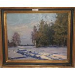 Konstantin ERMOLITCHEV (b. 1912): "Winter", oil on canvas, signed and dated 1953 on reverse, 31 x 39