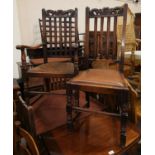 A 1930's set of oak Carolean style dining chairs
