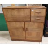 A 1960's side cabinet with fall front; various cupboards