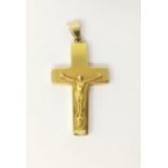 A yellow metal crucifix, tests as 18ct, 8.9gm
