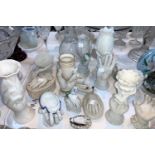 A collection of Victorian and later bisque china hand ornaments and vases with others similar