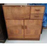 A 1960's side cabinet with fall front; various cupboards