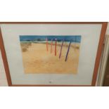 Joan Williams: colour etching and aquatint, "Foreshore", signed in pencil, 37 x 49 cm, framed